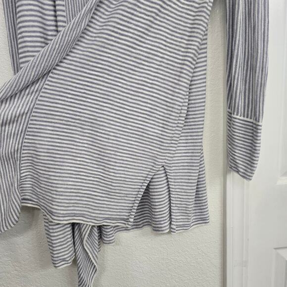 Women’s Linen Blend Striped Open Cardigan Blue White XL Lightweight Lagenlook - Picture 3 of 8